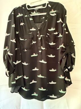Torrid Black Harper Blouse with Frenchies